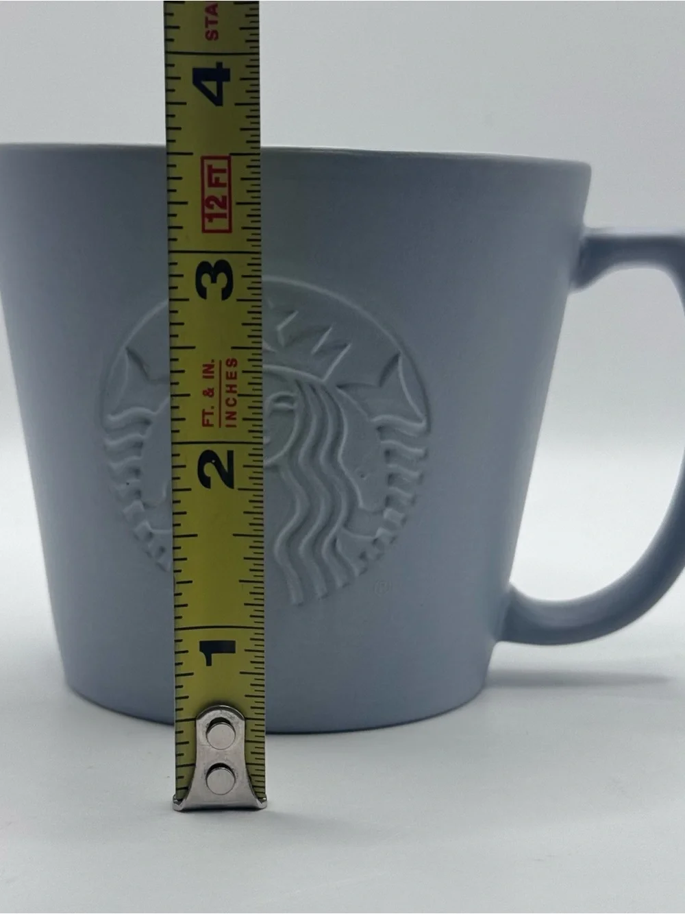STARBUCKS 2019 Matte Gray Coffee Mug, Embossed, Siren, Wide Mouth, 12 oz